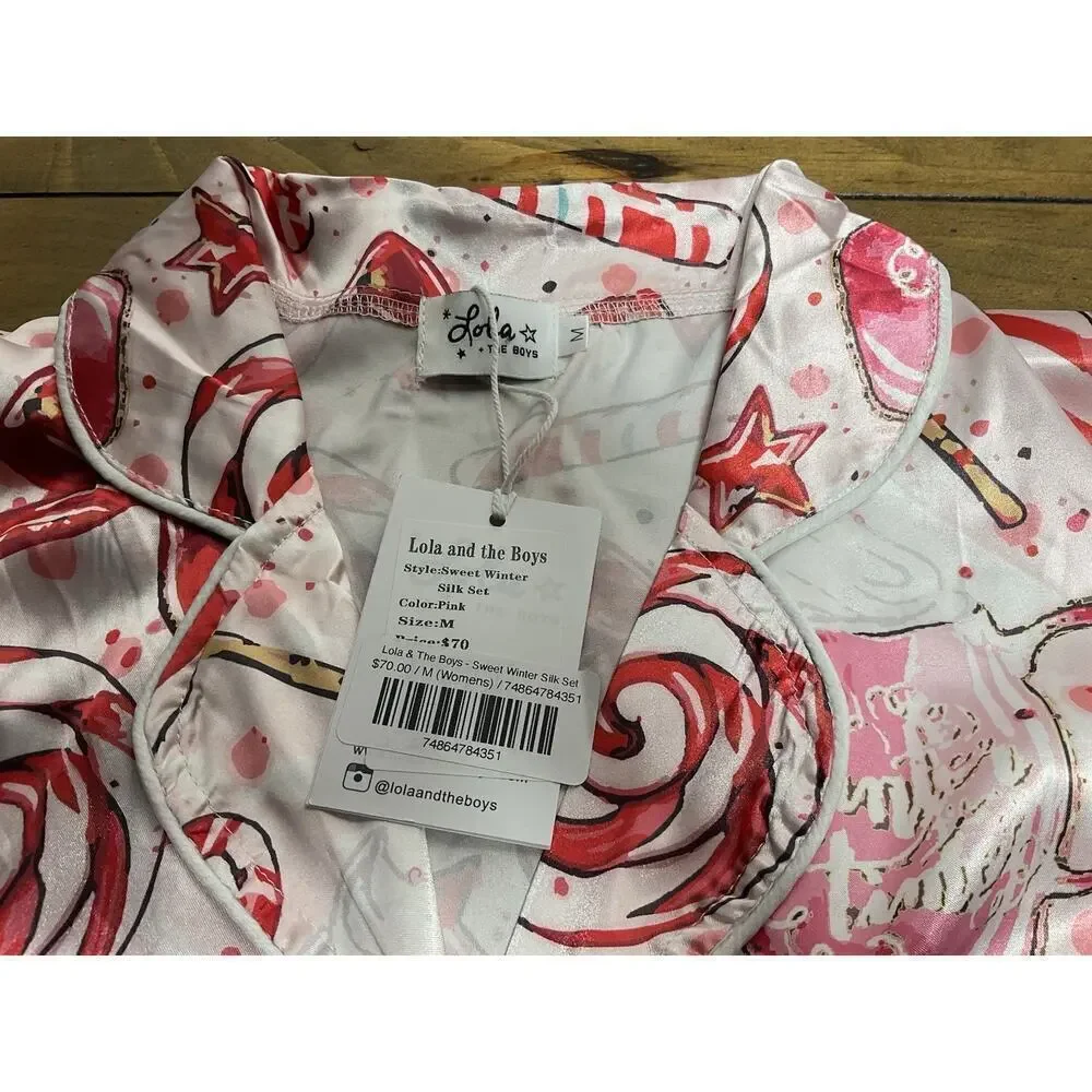 Lola And The Boys Girls Pajama Lounge Sweet Winter Top Size Medium NWT